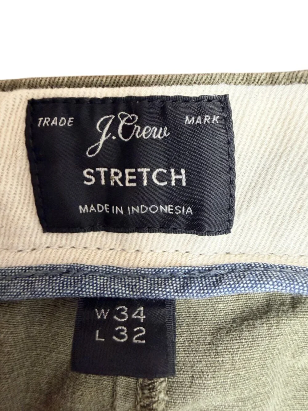 J. CREW Men's 484 Slim Stretch Chino Pants Army Green | Size‎ W34 X W32